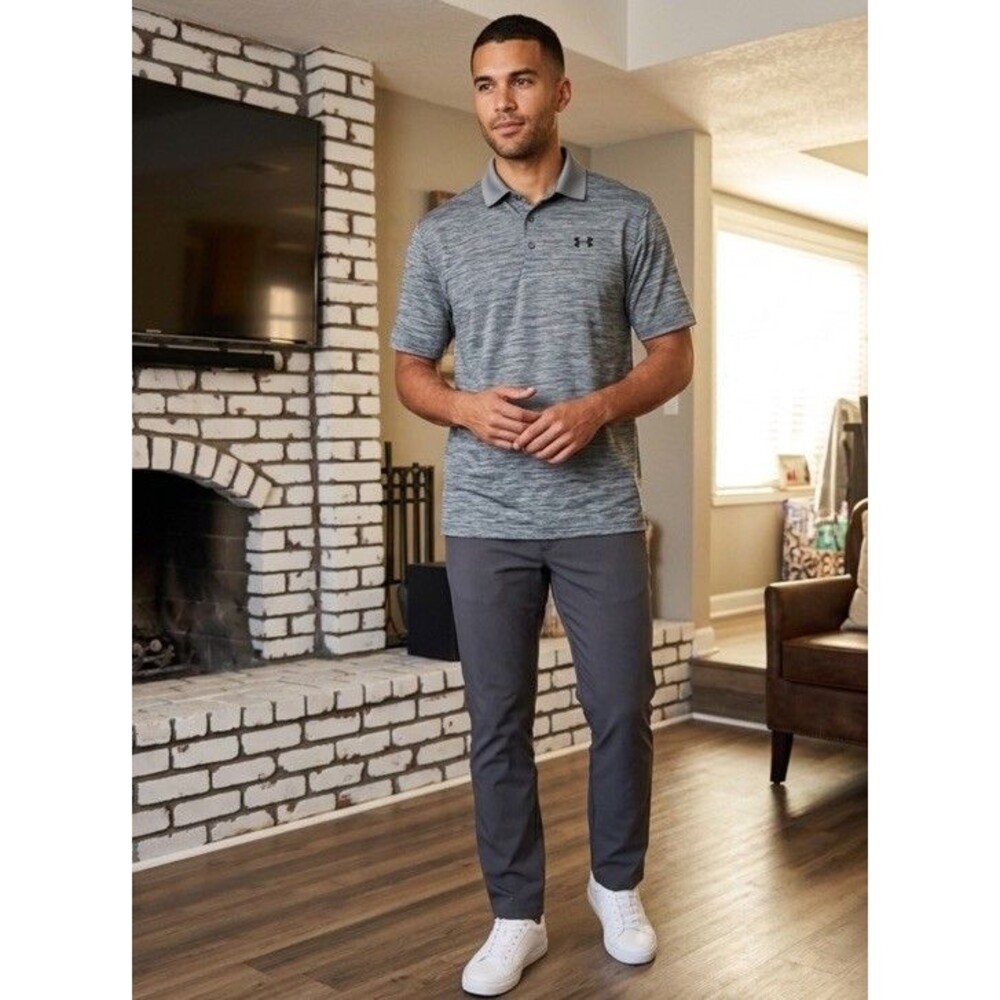 Under Armour The Performance Polo Men Sz M Gray Space Dye Golf Athletic Loose